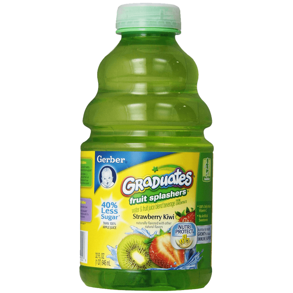 Gerber Graduates Fruit Splashers Juice Strawberry Kiwi 32-Ounce Bottles