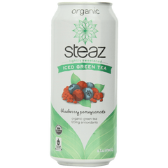 Steaz Iced Tea Can Green Blueberry Pomegranate Gluten Free 16-ounces
